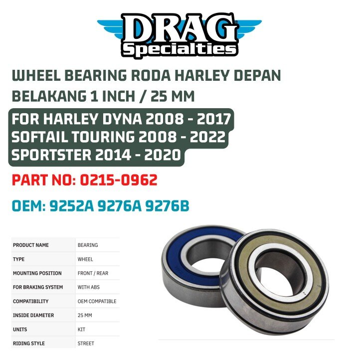 Подшипники колеса ABS Drag Specialties для Harley Davidson (9276A 9252 9252A 9276B)